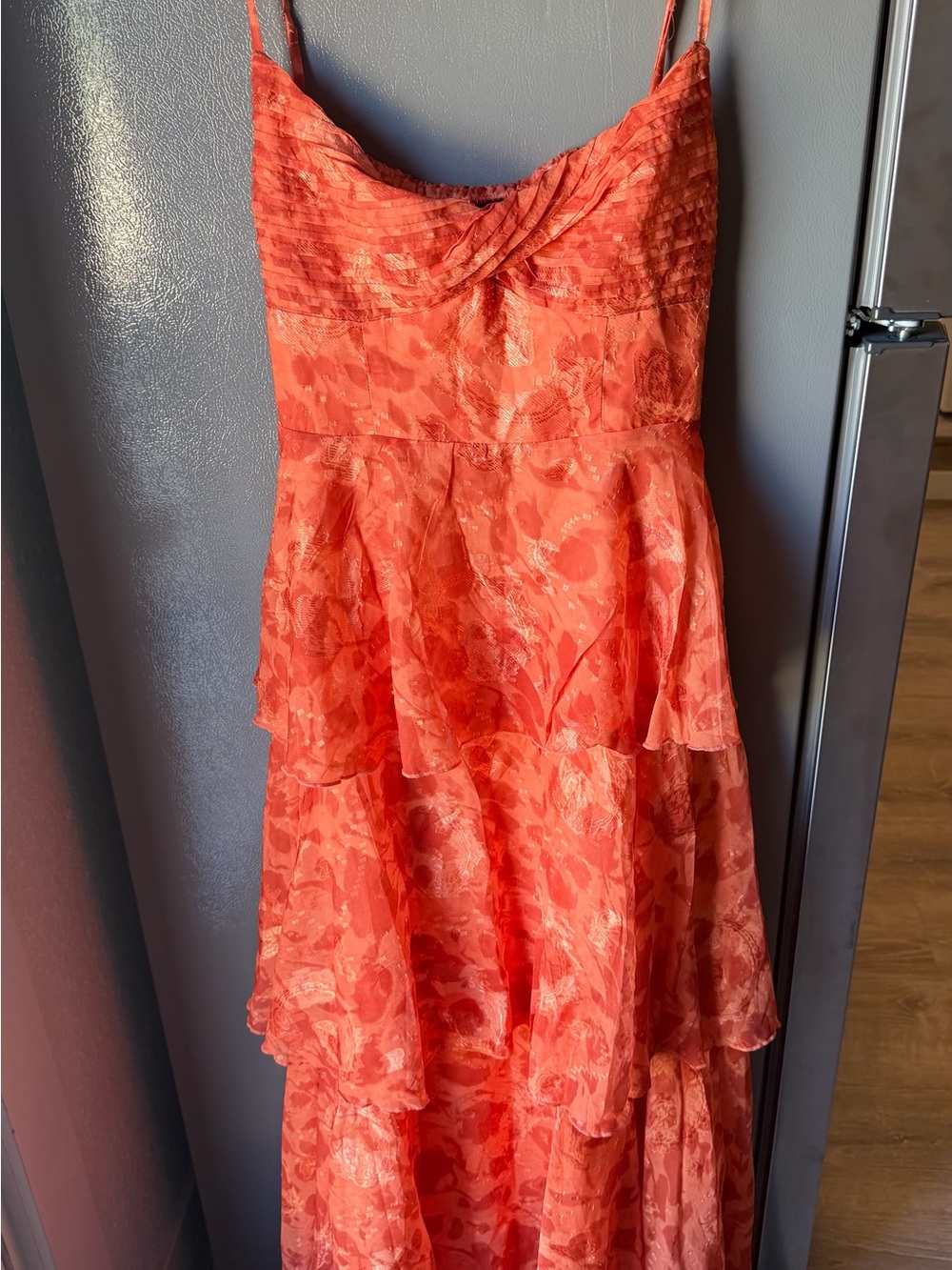 Hello Molly Orange Tiered Wedding Guest Dress 🧡